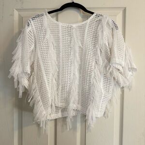 Zara White Textured Knit Top